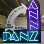 projecting neon sign